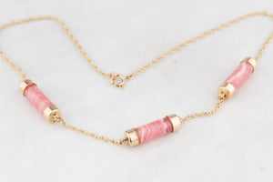 ANTIQUE EDWARDIAN RHODOCHROSITE NECKLACE 9ct GOLD