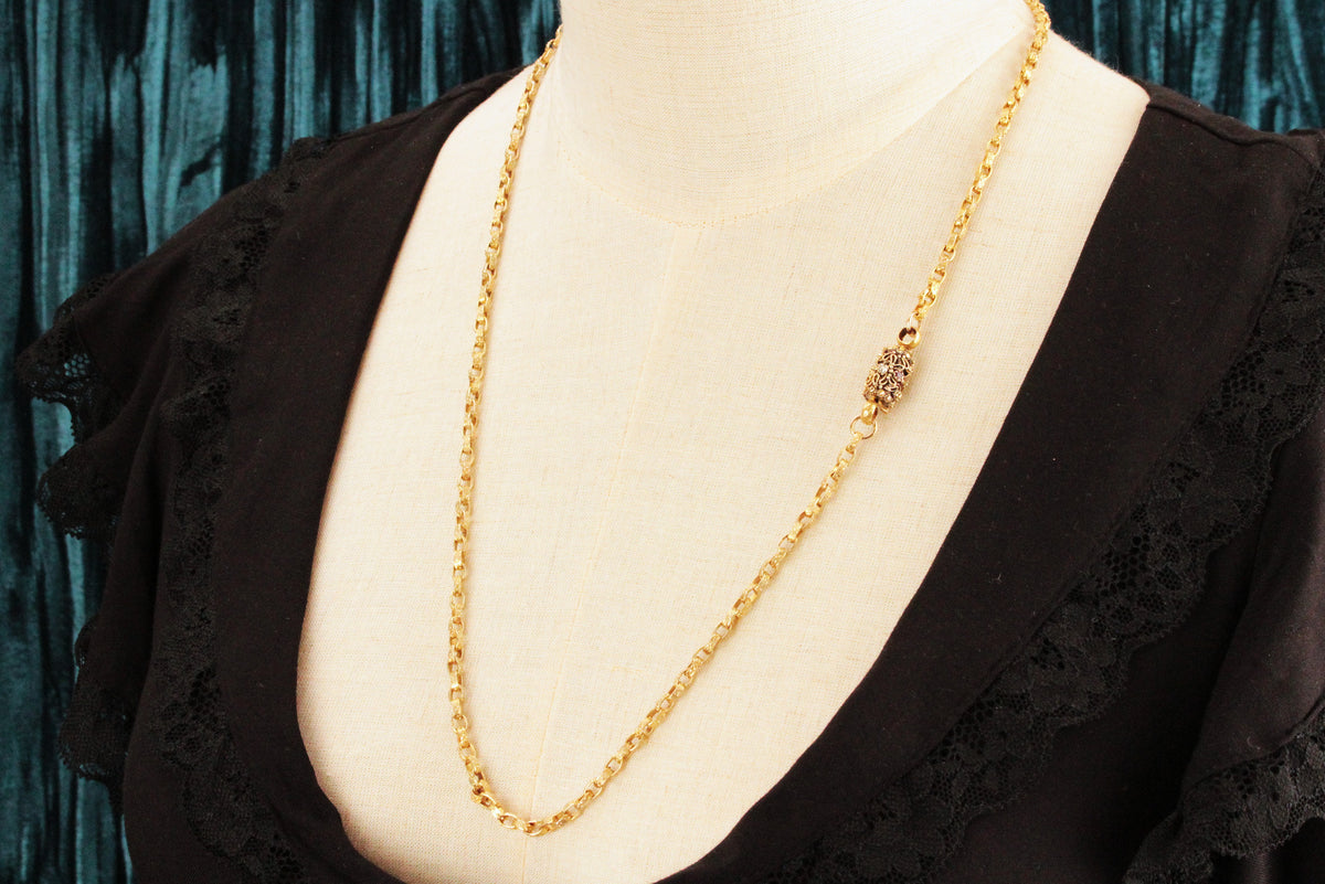 ANTIQUE VICTORIAN c1840 ACROSTIC  ‘REGARD’ CHAIN 9 &amp; 18ct GOLD