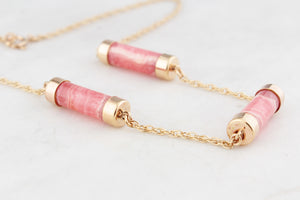 ANTIQUE EDWARDIAN RHODOCHROSITE NECKLACE 9ct GOLD