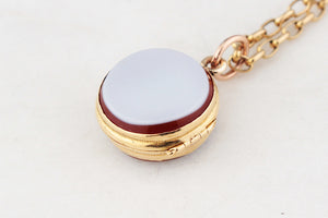 ANTIQUE VICTORIAN SARDONYX DOUBLE SIDED LOCKET 9ct GOLD