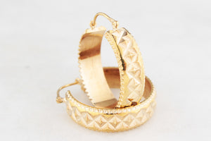 ANTIQUE EDWARDIAN TEXTURED 9ct GOLD HOOP EARRINGS