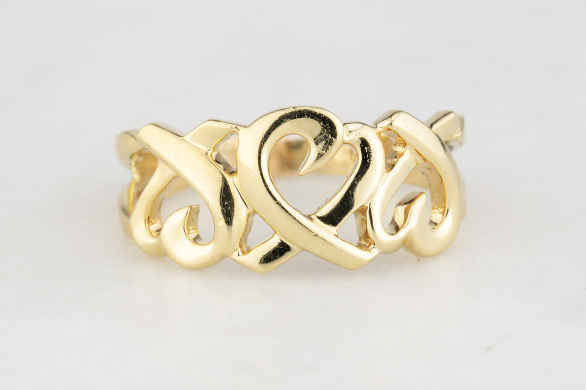 VINTAGE PALOMA PICASSO FOR TIFFANY TRIPLE LOVING HEARTS RING 18CT GOLD