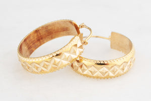 ANTIQUE EDWARDIAN TEXTURED 9ct GOLD HOOP EARRINGS