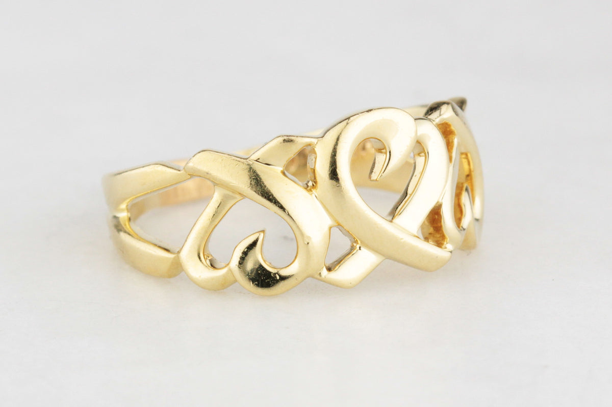VINTAGE PALOMA PICASSO FOR TIFFANY TRIPLE LOVING HEARTS RING 18CT GOLD