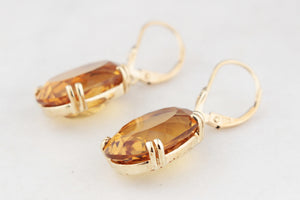VINTAGE CITRINE EARRINGS 9ct GOLD