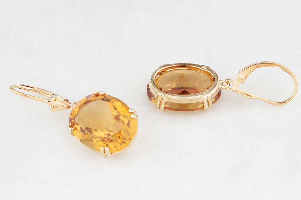 VINTAGE CITRINE EARRINGS 9ct GOLD