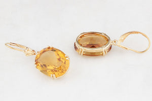 VINTAGE CITRINE EARRINGS 9ct GOLD