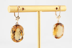 VINTAGE CITRINE EARRINGS 9ct GOLD