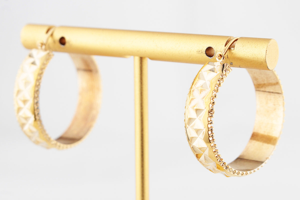 ANTIQUE EDWARDIAN TEXTURED 9ct GOLD HOOP EARRINGS
