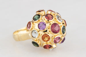 VINTAGE MULTI-GEM SPUTNIK RING IN 18ct GOLD