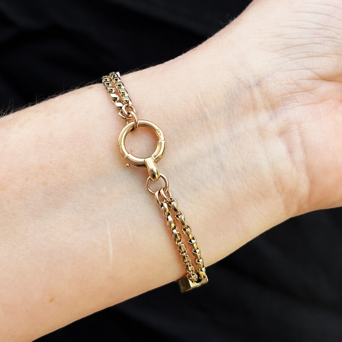 ANTIQUE VICTORIAN DIAMOND &amp; ENAMEL BRACLET 9ct GOLD