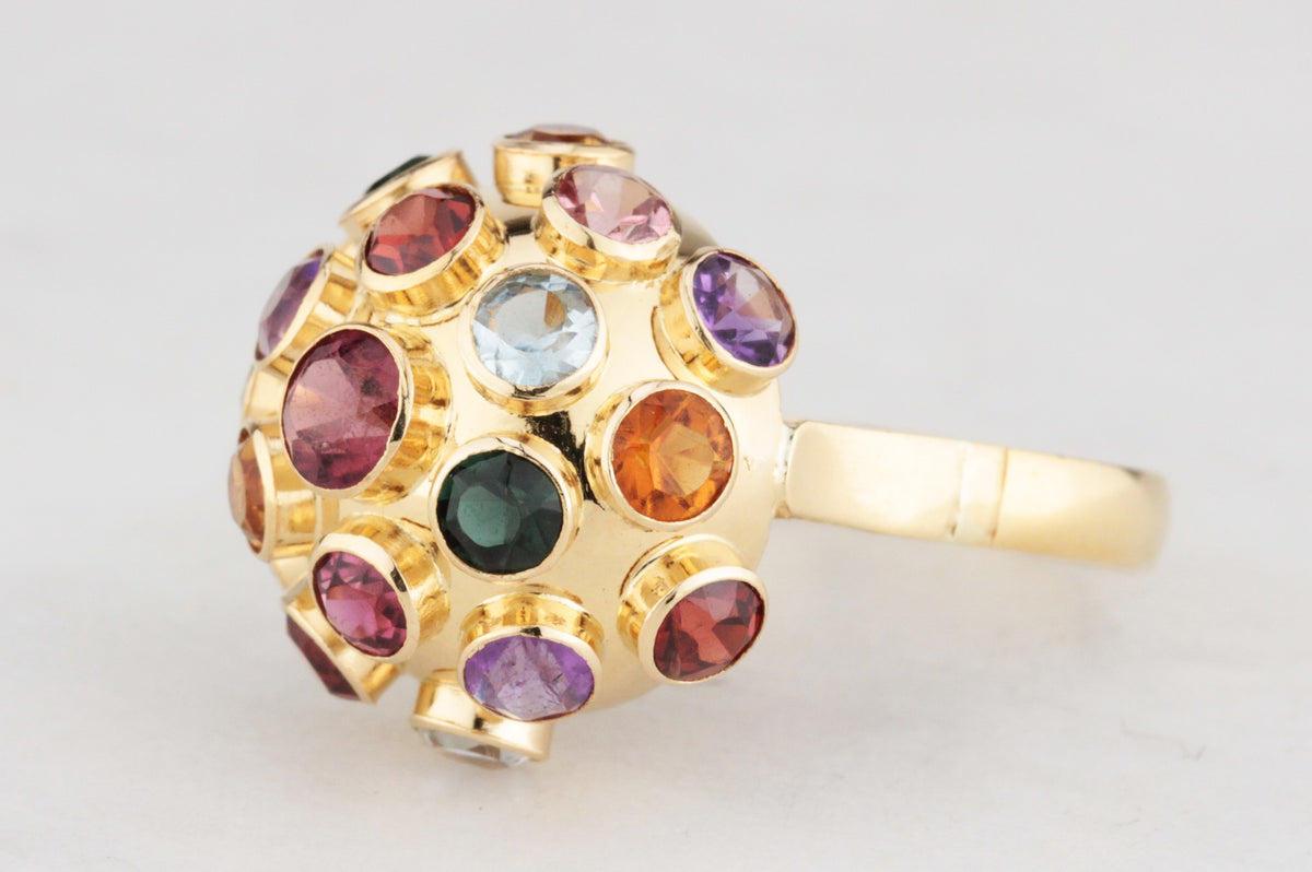 VINTAGE MULTI-GEM SPUTNIK RING IN 18ct GOLD