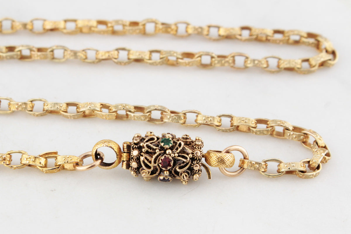 ANTIQUE VICTORIAN c1840 ACROSTIC  ‘REGARD’ CHAIN 9 &amp; 18ct GOLD