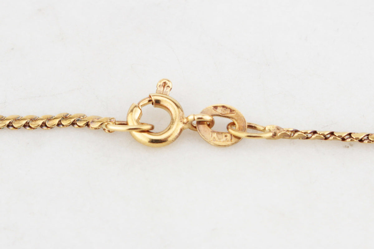 VINTAGE SAPPHIRE &amp; DIAMOND PENDANT ON CHAIN 14 &amp; 18ct GOLD