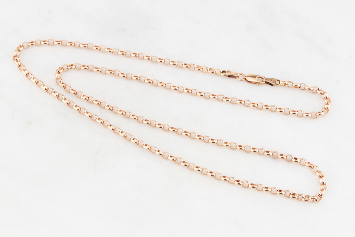 VINTAGE 9ct ROSE GOLD BELCHER LINK CHAIN