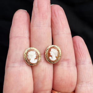 MODERN SHELL CAMEO EARRINGS 9ct GOLD