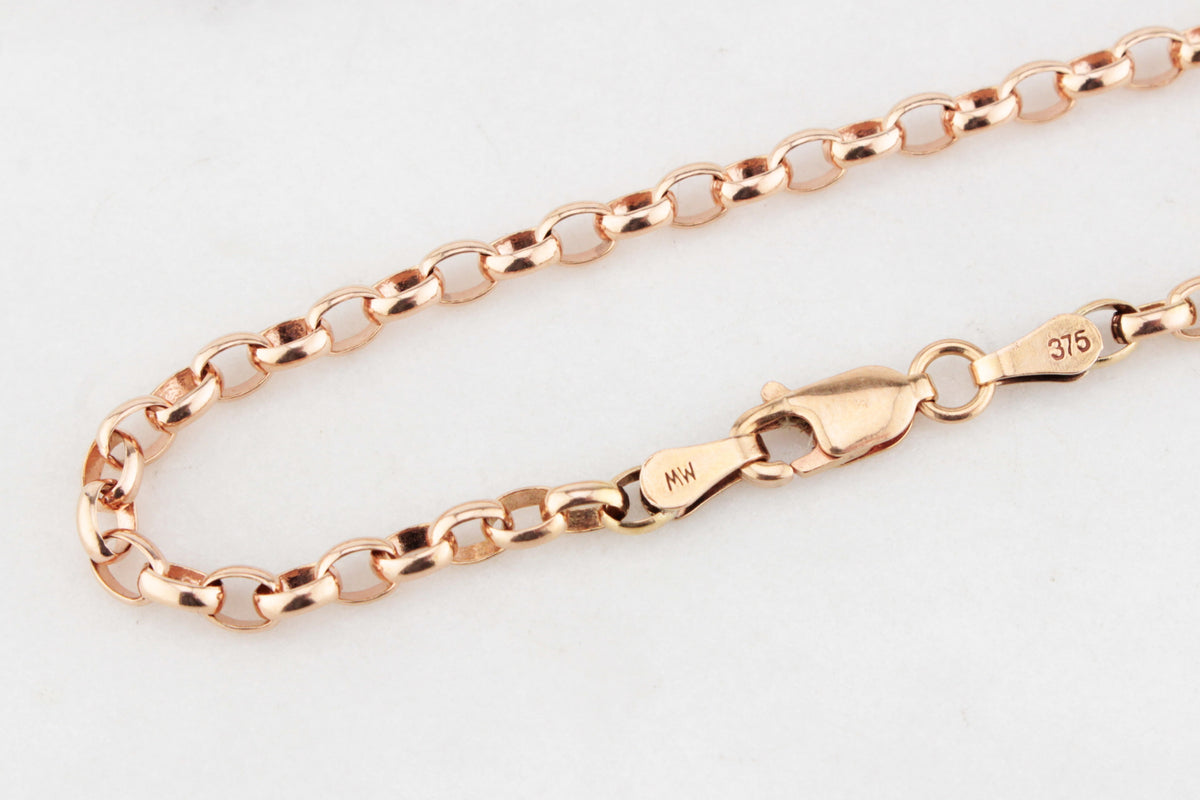 VINTAGE 9ct ROSE GOLD BELCHER LINK CHAIN