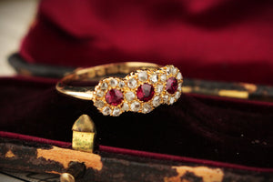 ANTIQUE EDWARDIAN 1910 RUBY & DIAMOND RING 18ct YELLOW GOLD