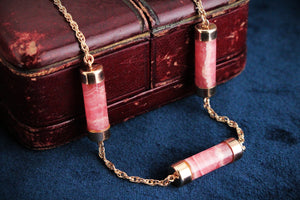ANTIQUE EDWARDIAN RHODOCHROSITE NECKLACE 9ct GOLD