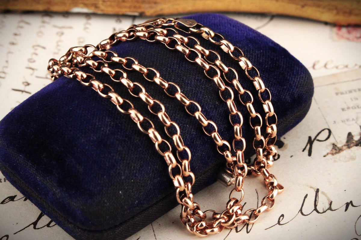 VINTAGE 9ct ROSE GOLD BELCHER LINK CHAIN