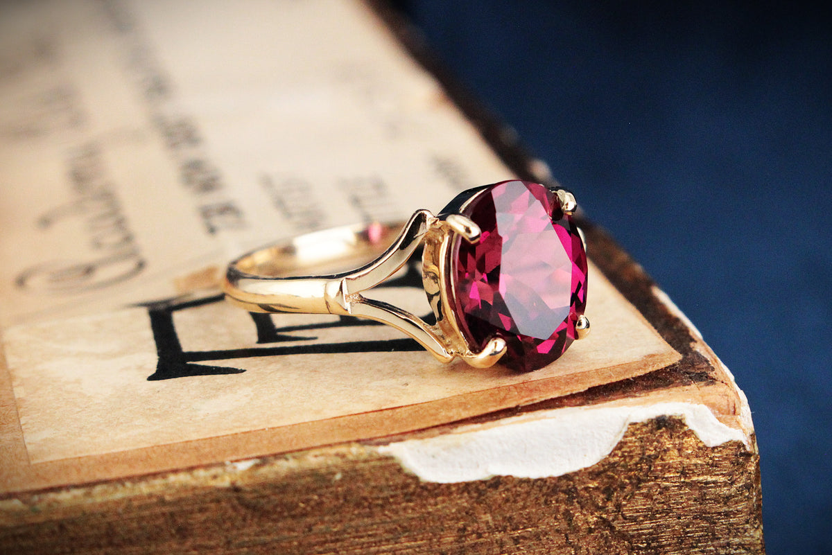 BESPOKE 3.60ct RHODOLITE GARNET RING 9ct GOLD