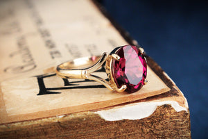 BESPOKE 3.60ct RHODOLITE GARNET RING 9ct GOLD