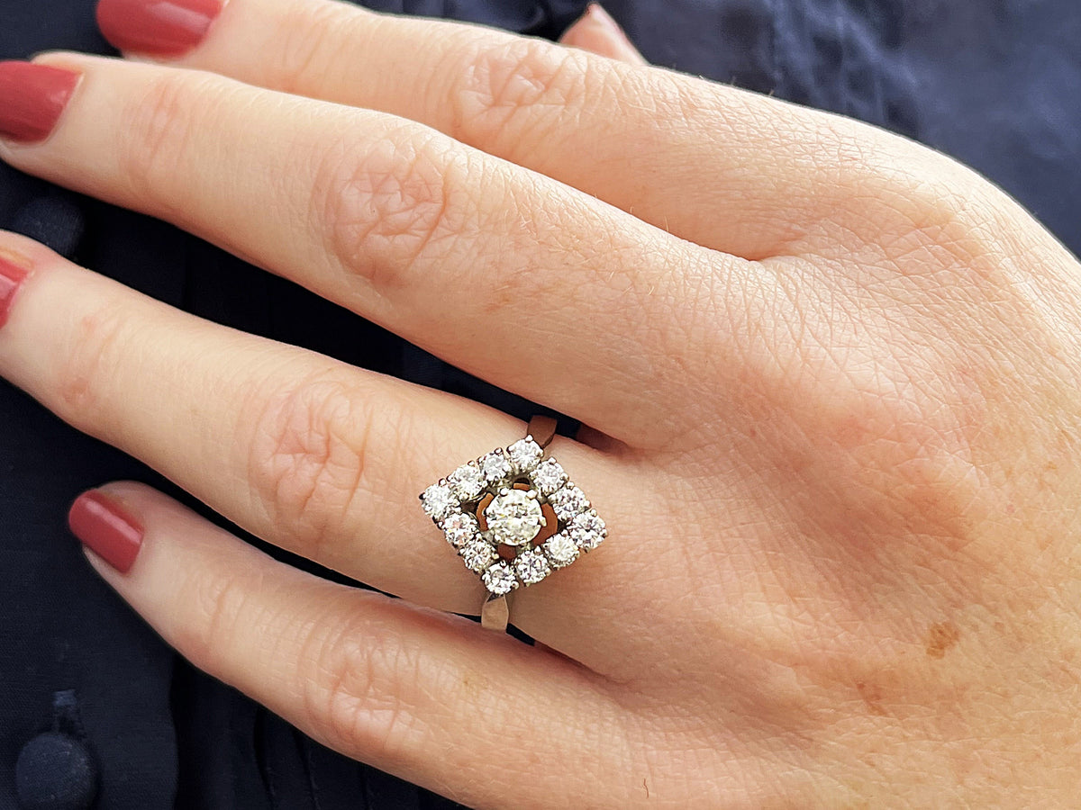 VINTAGE ART DECO 1.36ct DIAMOND RING 18ct GOLD