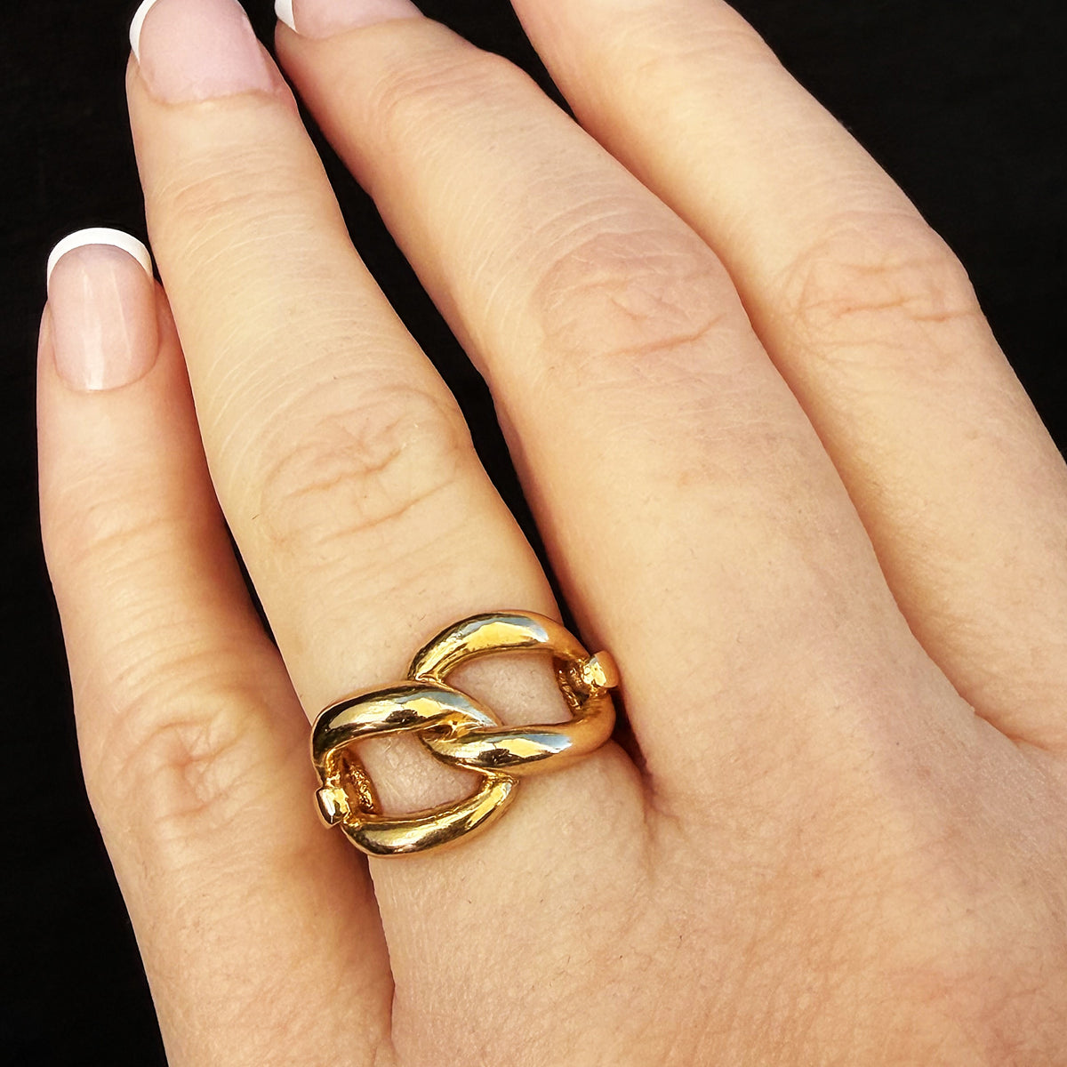 VINTAGE DOUBLE CURB-LINK RING 18ct GOLD