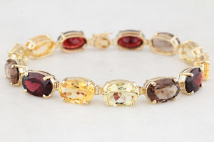 VINTAGE 45ct MIXED GEM BRACELET 9ct GOLD