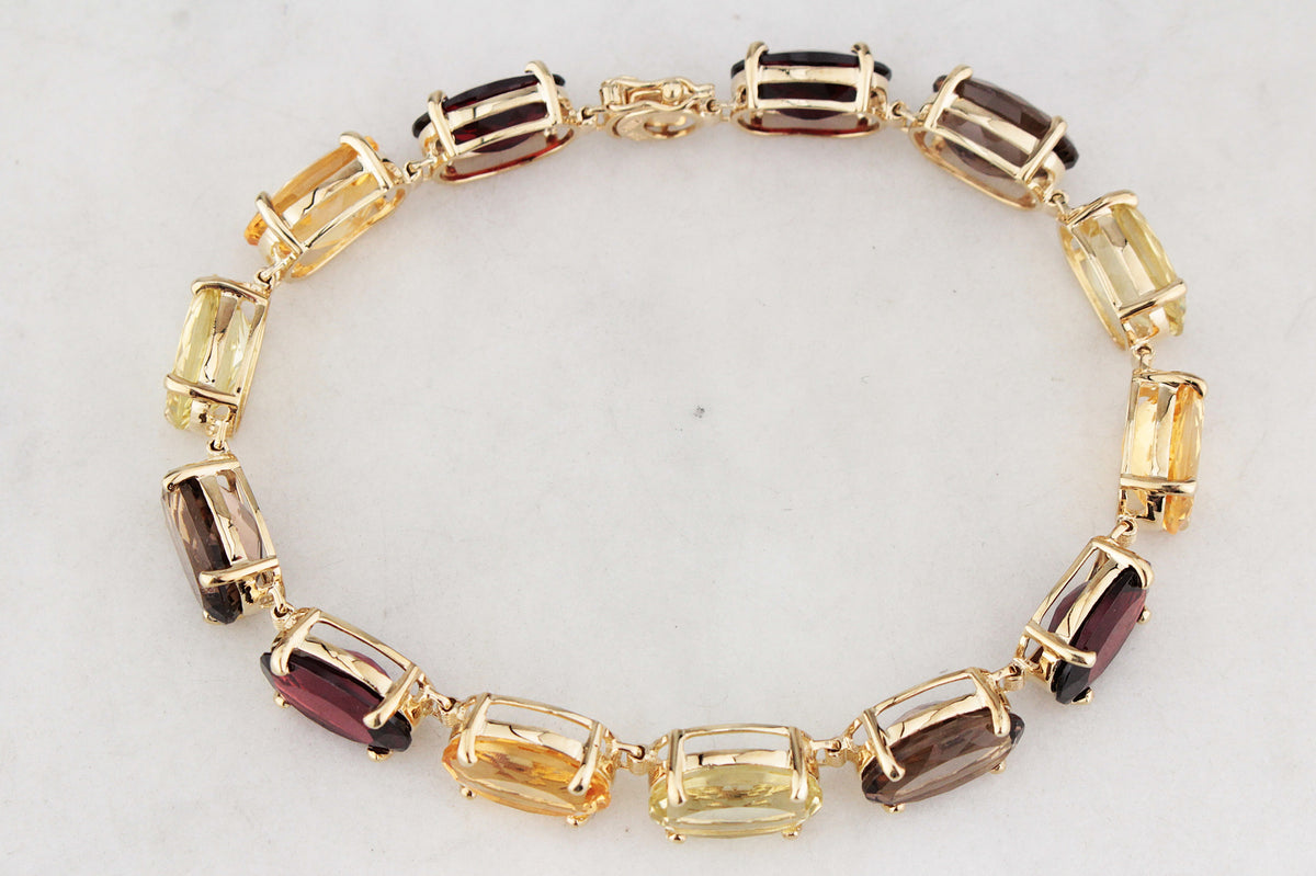 VINTAGE 45ct MIXED GEM BRACELET 9ct GOLD