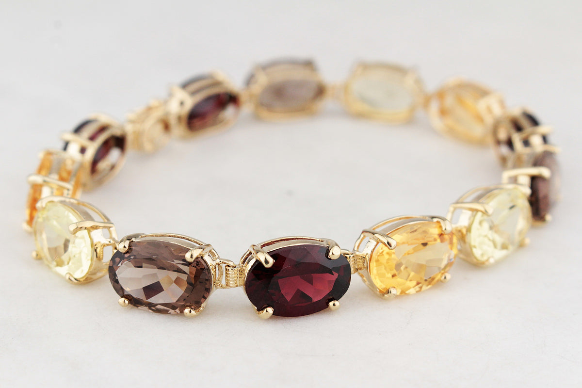 VINTAGE 45ct MIXED GEM BRACELET 9ct GOLD