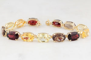 VINTAGE 45ct MIXED GEM BRACELET 9ct GOLD