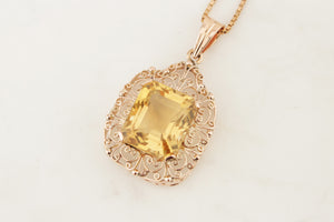 VINTAGE 14.6ct CITRINE PENDANT 9ct YELLOW GOLD