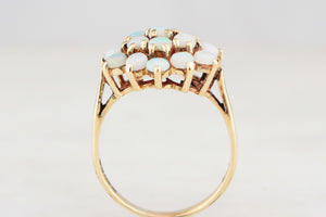 MID-CENTURY 1965 SOLID OPAL CLUSTER RING 9ct GOLD
