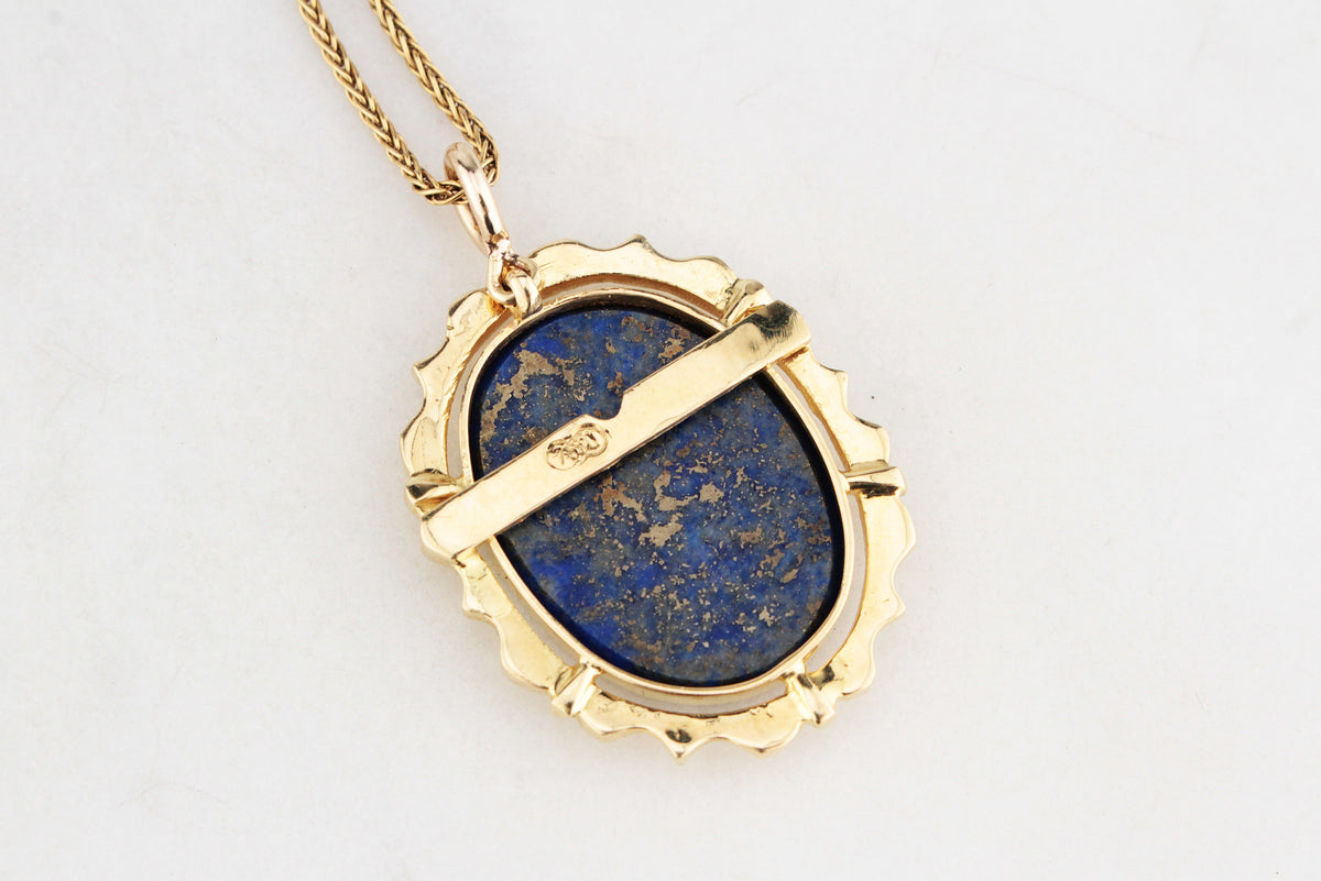 VINTAGE LAPIS LAZULI PENDANT IN 18ct GOLD