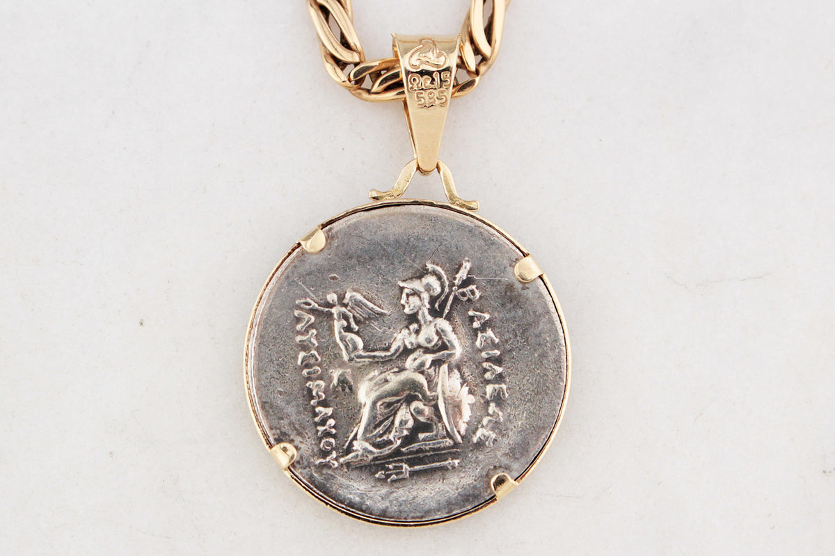 ARCHAEOLOGICAL REVIVAL SILVER COIN 14ct GOLD