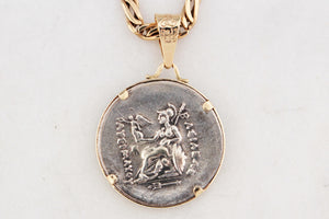 ARCHAEOLOGICAL REVIVAL SILVER COIN 14ct GOLD