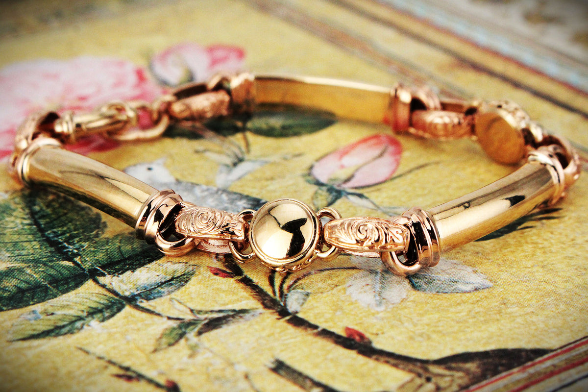 VINTAGE ORNATE LINK BRACELET 9ct GOLD