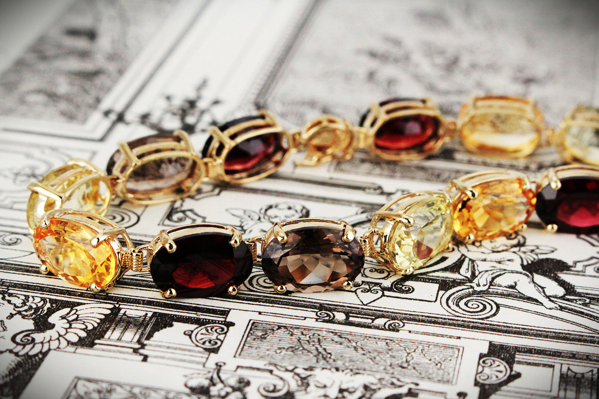 VINTAGE 45ct MIXED GEM BRACELET 9ct GOLD