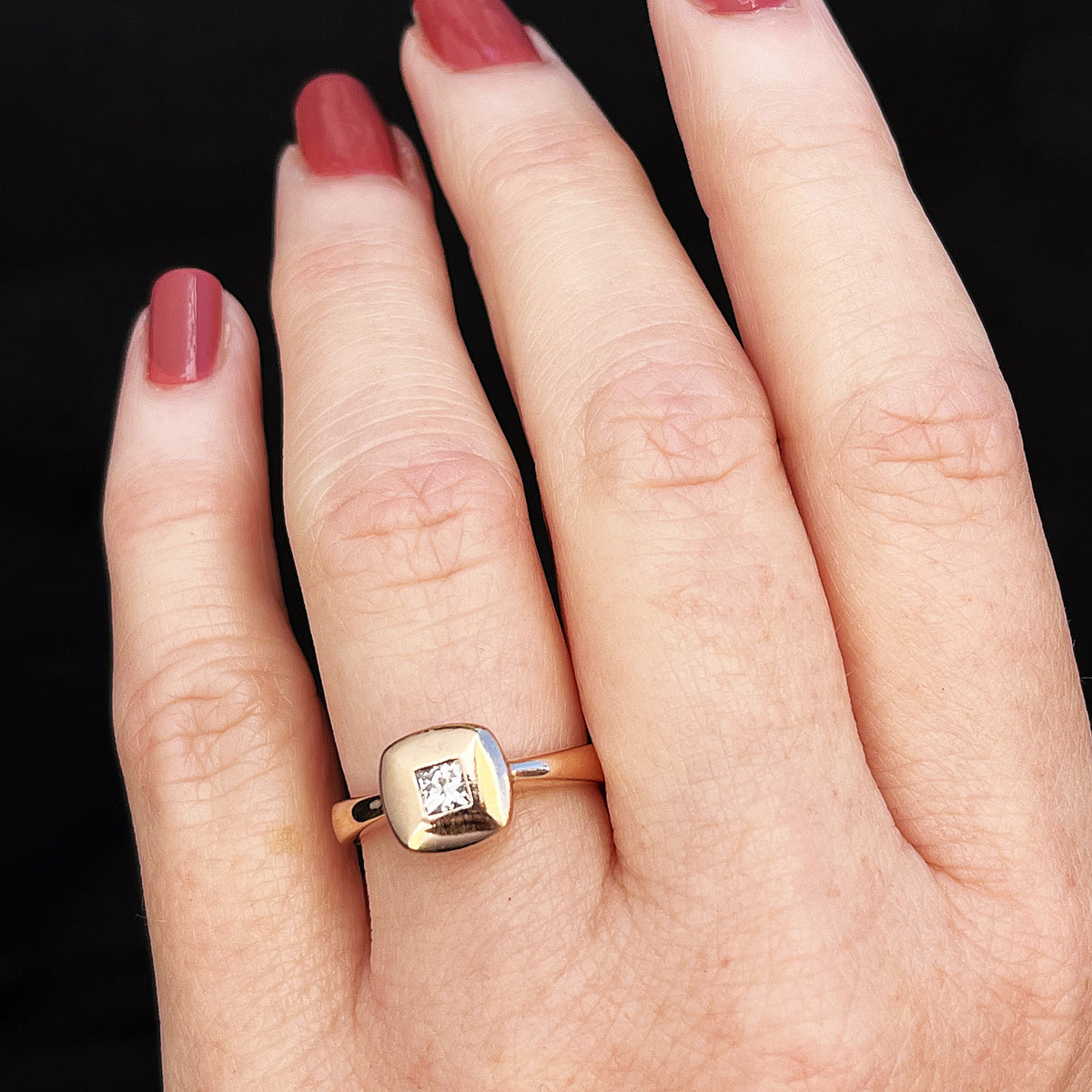 RETRO c1980&#39;s DESIGNER DIAMOND RING 9ct ROSE GOLD