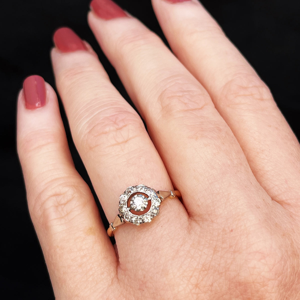 ANTIQUE EDWARDIAN DIAMOND ‘TARGET’ RING 18ct GOLD &amp; PLATINUM