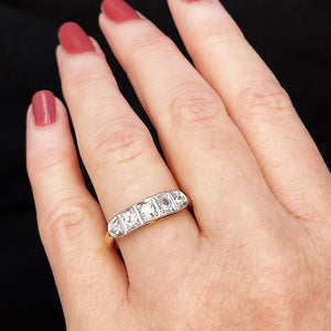 ANTIQUE ART DECO FIVE STONE .63ct  DIAMOND RING 14ct GOLD