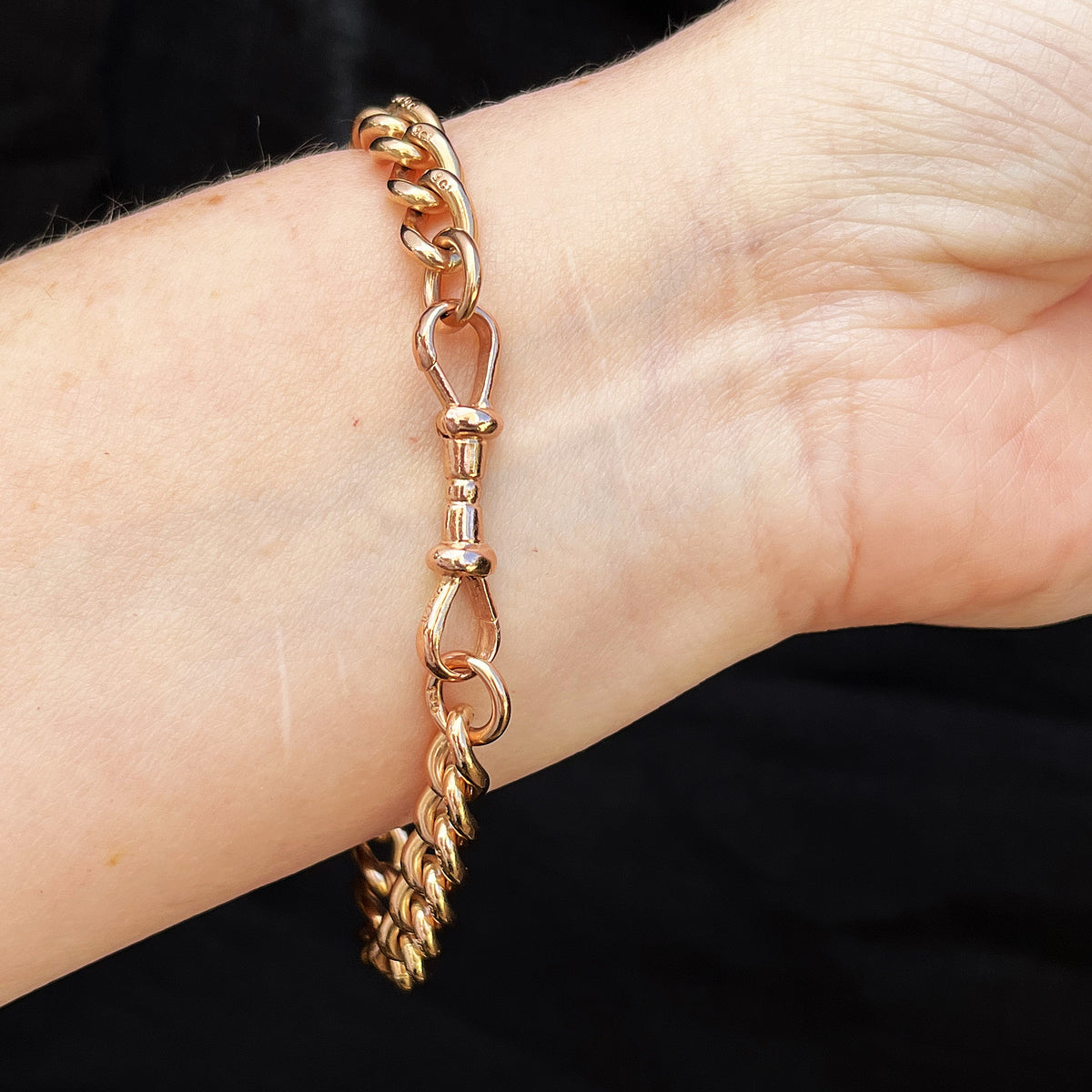 ANTIQUE EDWARDIAN CURB LINK BRACELET 9ct ROSE GOLD