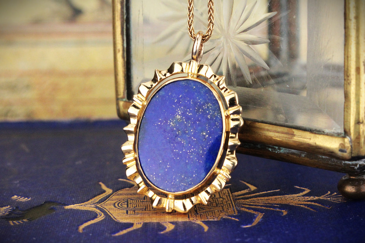 VINTAGE LAPIS LAZULI PENDANT IN 18ct GOLD