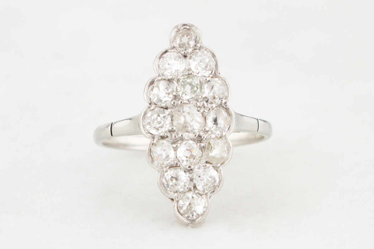 ANTIQUE 1.20ct OLD MINE CUT DIAMOND RING 14ct WHITE GOLD