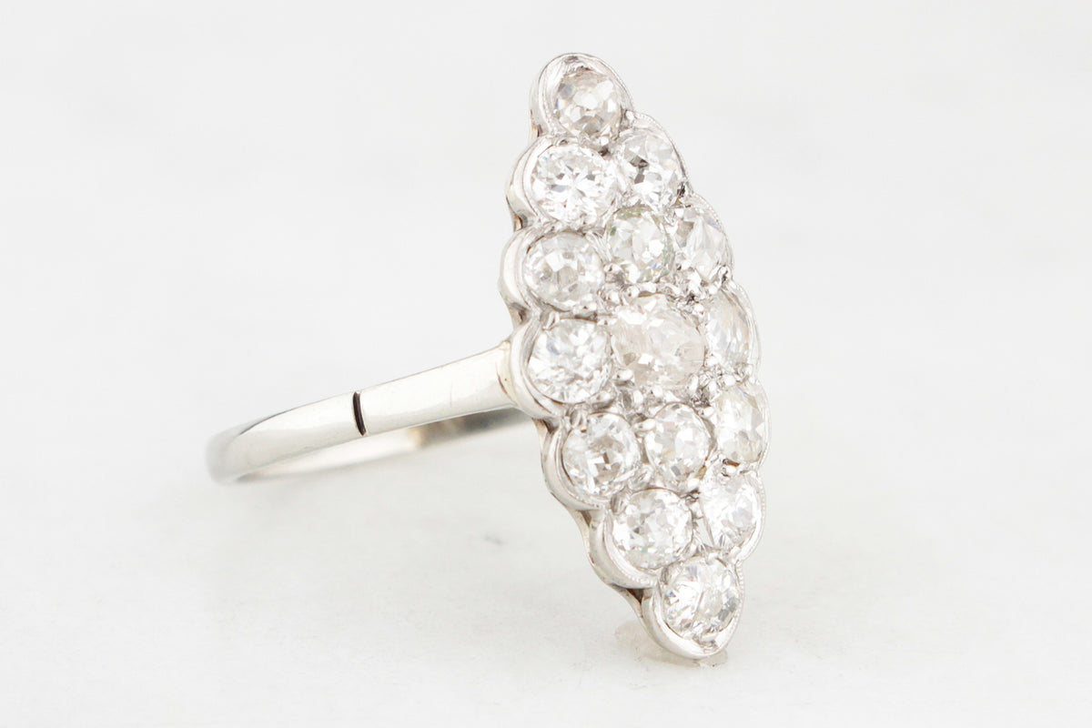ANTIQUE 1.20ct OLD MINE CUT DIAMOND RING 14ct WHITE GOLD