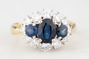 VINTAGE SAPPHIRE & DIAMOND RING 18ct GOLD