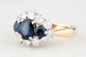 VINTAGE SAPPHIRE & DIAMOND RING 18ct GOLD