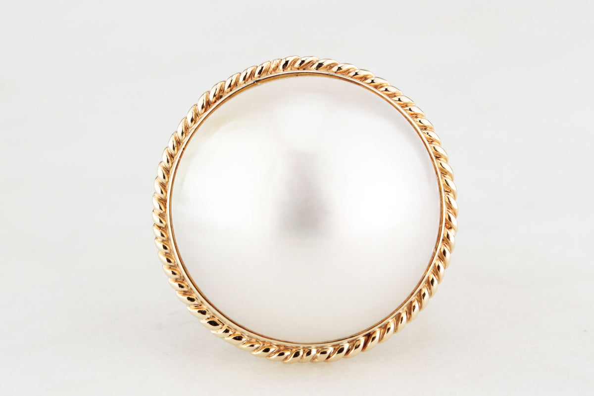 VINTAGE MABE PEARL RING 14ct GOLD