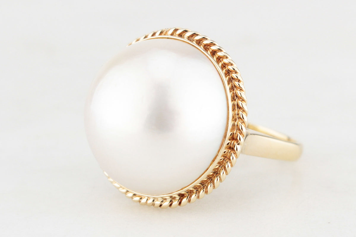 VINTAGE MABE PEARL RING 14ct GOLD